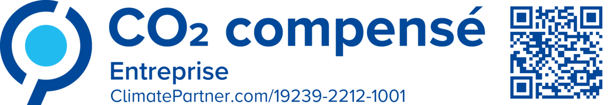 Logo Klimaneutral mit QR Code in französischer Sprache