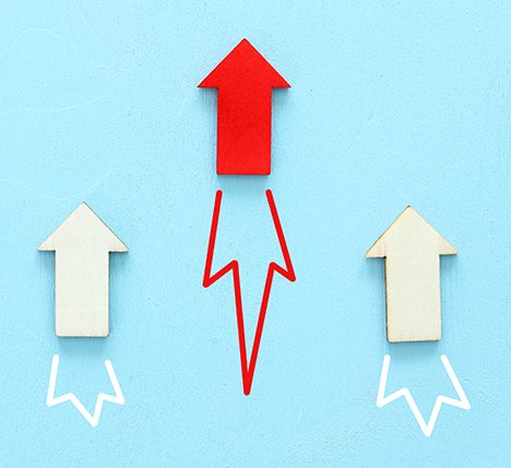 Image mit rotem Pfeil der aufsteigt